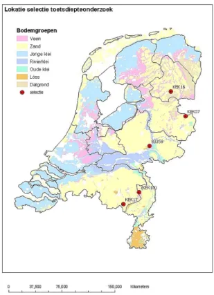 Figuur 3.1 Geselecteerde bedrijven voor het veldonderzoek. Tussen haakjes het reservebedrijf