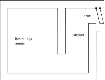 Figuur 1  Voorbeeld van een bestralingsruimte met labyrint 
