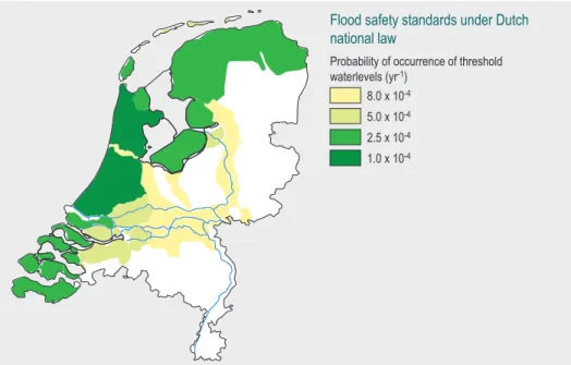 Figure 1.  The Delta Commission’s safety standards showing the annual risk of exceeding the normative water table.