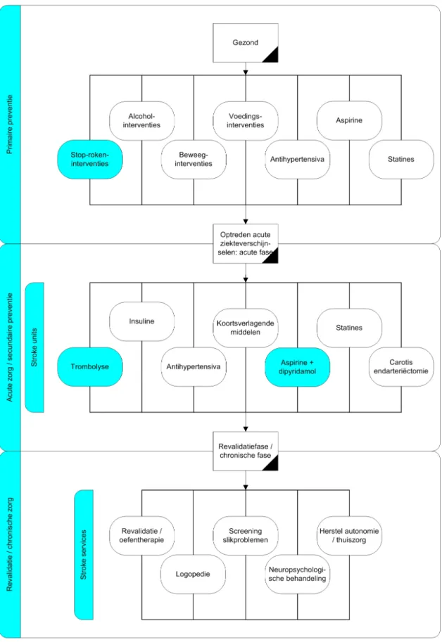 Figuur 3.1: Globale keten van preventie naar de zorg voor beroerte