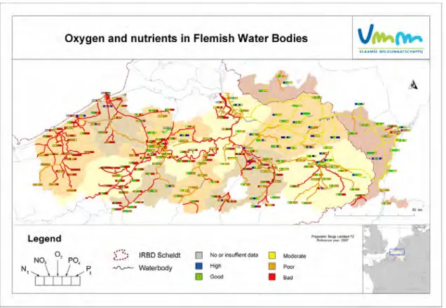 Figure 5 Nutrients and oxygen as biological supporting elements of the  ecological status in Flanders