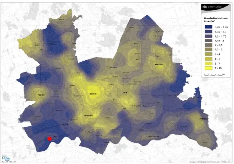 Figure 10: Map of night sky brightness for the Province of Utrecht, based on measurements  taken by Sotto le Stelle