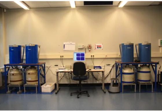 Foto 8     Meetopstellingen  voor  gammaspectrometrie,  in  het  radionucliden- radionucliden-laboratorium van het RIVM 
