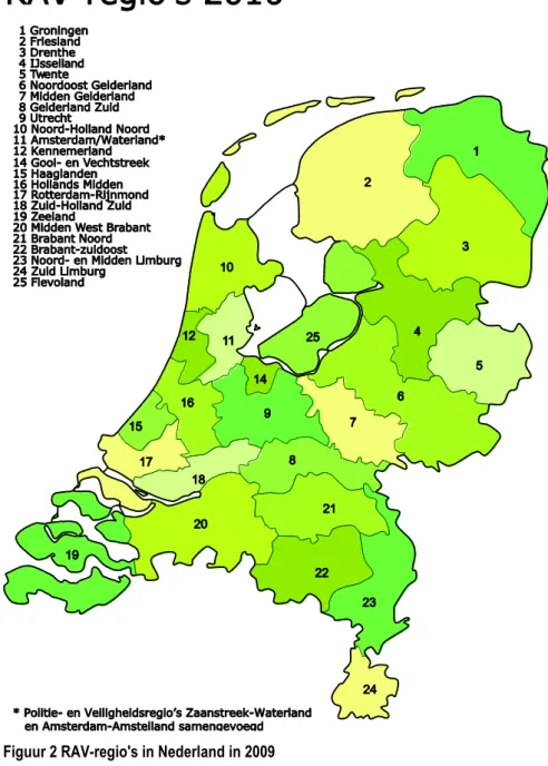 Figuur 2 RAV-regio's in Nederland in 2009 