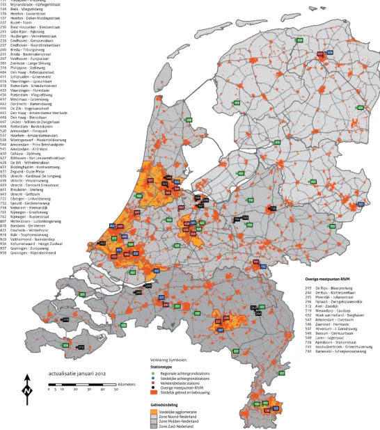 Figuur 1  Overzicht van Nederland met agglomeraties in oranje- en  zones in geel schaduw aangegeven