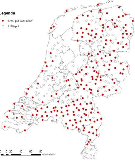 Figuur 3.3 geeft weer welke LMG-putten in het KMG zijn opgenomen. Ca. 55% 