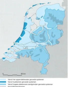 Figuur 1: Voeding van het grondwater (uit Dufour, 1998: naar Stuurman, 1990). 