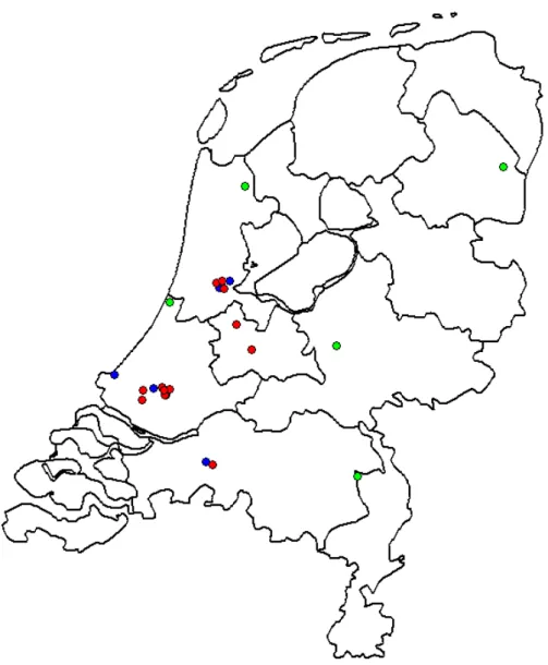 Figure 1 Monitoring stations in the Netherlands where elemental carbon was  measured over the period 2010-2012