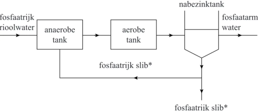 figuur 1  anaerobe tank aerobetankfosfaatrijkrioolwater nabezinktank fosfaatarmwater fosfaatrijk slib*fosfaatrijk slib*