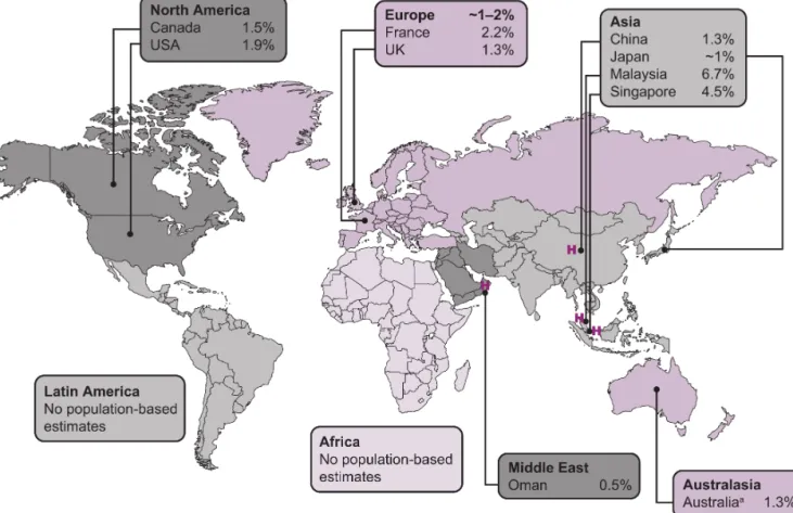 Figure 3.  Proportion of the population living with heart failure in individual countries across the  globe