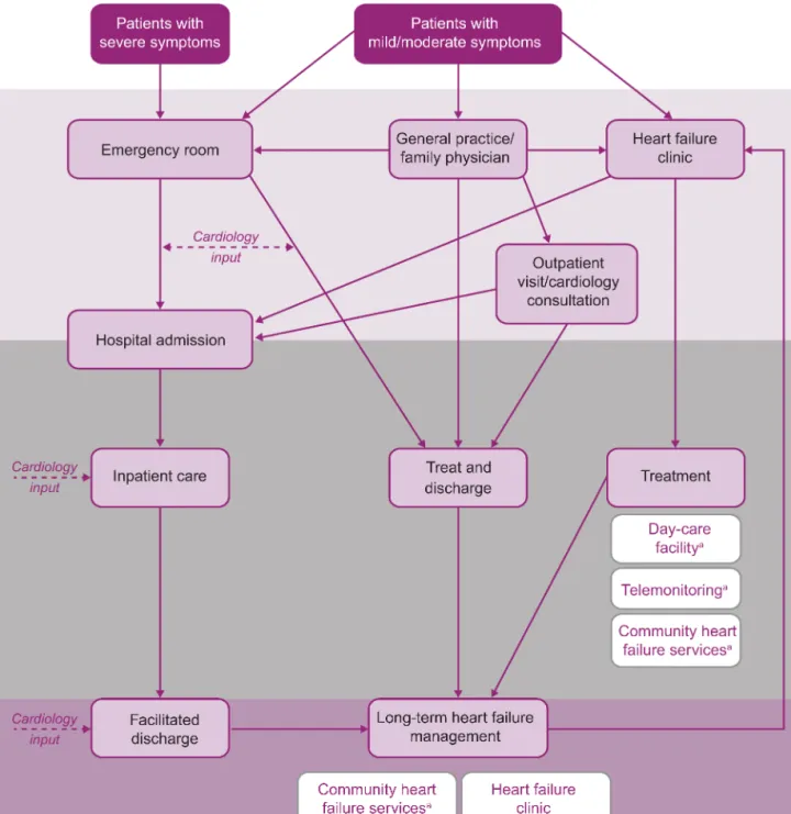 Figure 7.  The healthcare journey for patients with heart failure depends on symptoms at  presentation and the availability of healthcare services