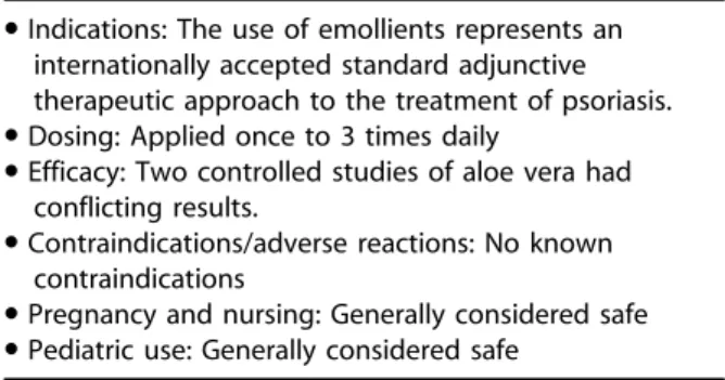 Table VIII. Recommendations for emollients