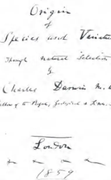 Foto 4. ‘Briefje van C. Darwin aan zijn vriend, de geoloog C. Lyell (28 maart 1859), waarin hij zijn te   verschijnen boek aanduidt als ‘An Abstract of an Essay’’.