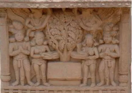 Figure 19. Relief showing veneration of a  tree. Stupa 3 at Sanchi, Madhya Pradesh,  India