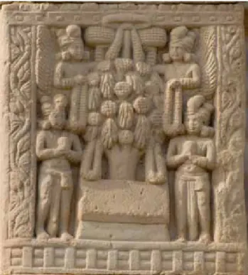 Figure 25. Relief showing veneration of a tree. Stupa 1 at Sanchi, Madhya Pradesh, India