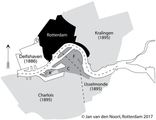 Figuur 2. De annexaties van Rotterdam van 1870-1895