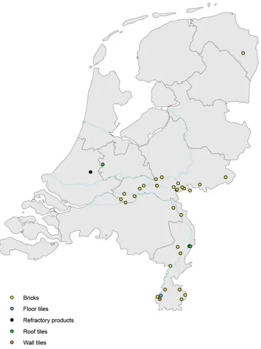 Figure 3. Map with the locations of the ceramic plants included in this MIDDEN  report