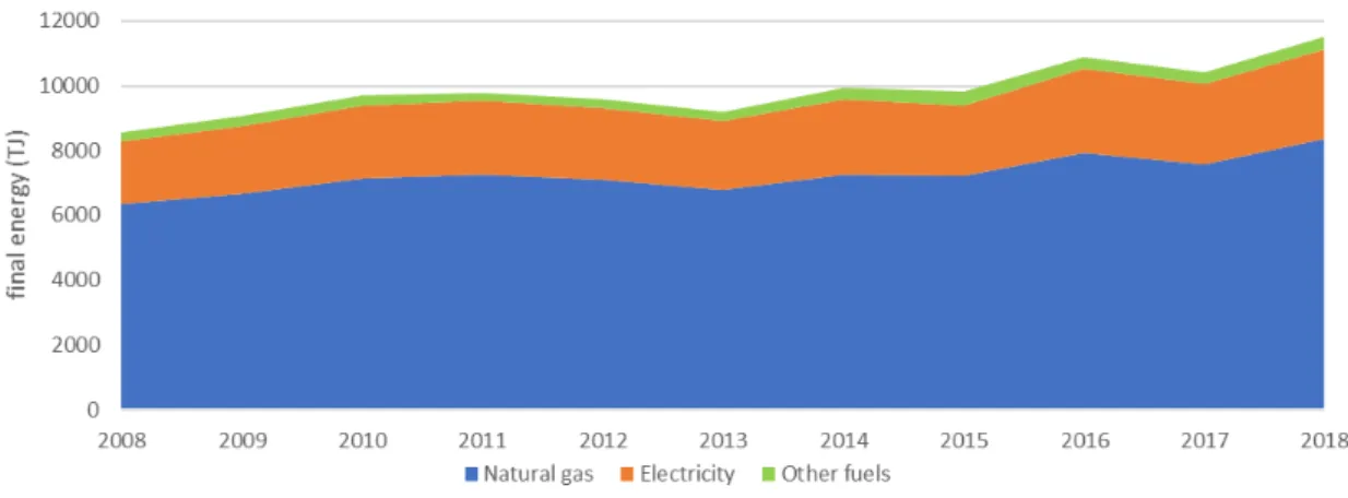 Figure 2.3. Final energy consumption in the Dutch potato processing sector 