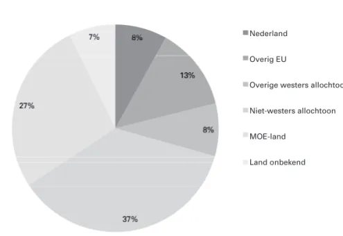 Figuur 2.2: Geboortelanden volgens alternatieve categorieën naar percentage personen (n=11.167) 