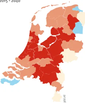 Figuur  2.4:  Ontwikkeling aantal huishoudens per COROP-regio, 2015-2040  (prognose) 