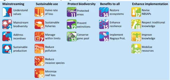 Figure 1: The 20 Aichi Biodiversity Targets set by the CBD  