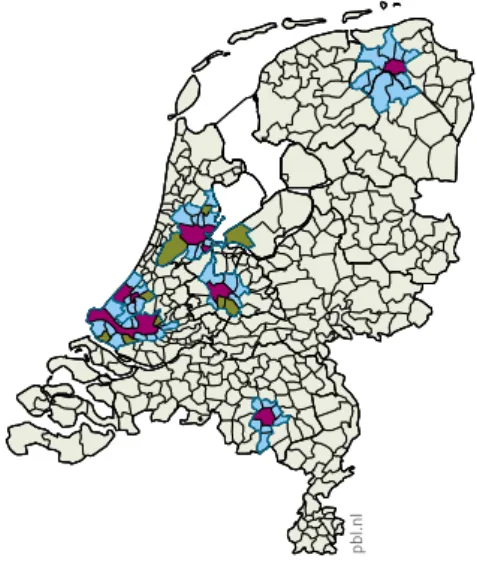 Figuur 1.1 De zes stadsgewesten Grote steden Ommeland Groeikernen Overig Nederland pbl.nl Bron: CBS
