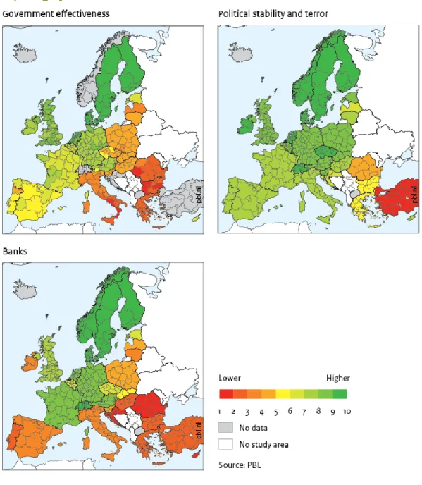 Figure 11  Maps of Regional Quality of Living indicators of the RQI category 