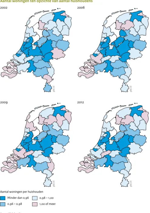 Figuur 3.16 laat zien dat de vraagprijzen van te koop  staande woningen in de Noordvleugel van de Randstad  en in de centraal gelegen regio’s doorgaans hoger liggen  dan in meer noordelijke regio’s en aan de randen gelegen  regio’s