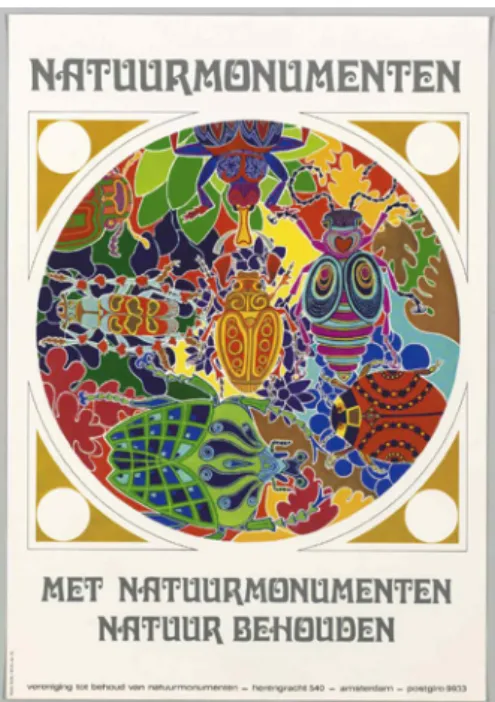 Figuur 2.2. Deze poster van Natuurmonumenten uit  1972 verwijst naar het gemeenschappelijk belang  van mens en natuur bij een schoon milieu en verwijst  daarmee indirect ook naar het belang van diensten  geleverd door de natuur voor het voortbestaan van  d