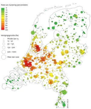 Figuur 5 Concentratie van hightech-maakindustrie en cleantech-bedrijvigheid in  Nederland 