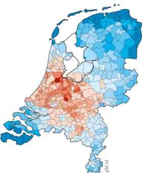 Figuur 10 laat zien dat in de stedelijke gebieden in de Randstad en Noord-Brabant de veer- veer-kracht van de regionale arbeidsmarkt het grootst is