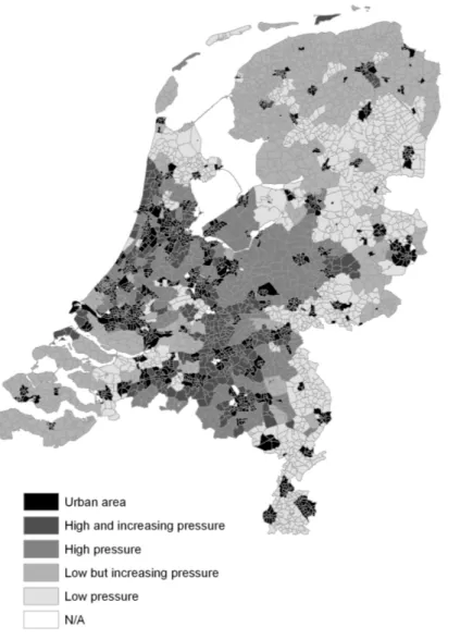 Figure 1 Housing market pressure in rural areas in the Netherlands, 1999-2007 