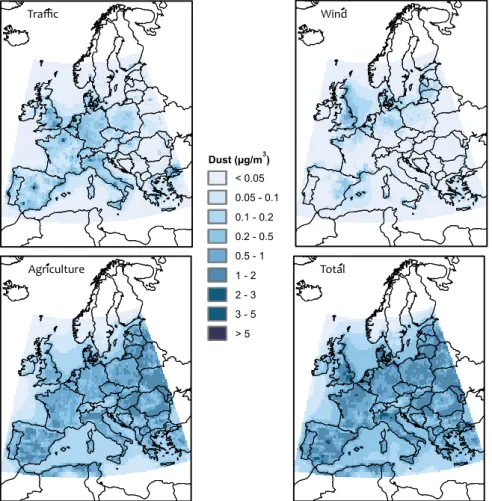 Figure 4.4Modelled mineral dust contributions to PM10