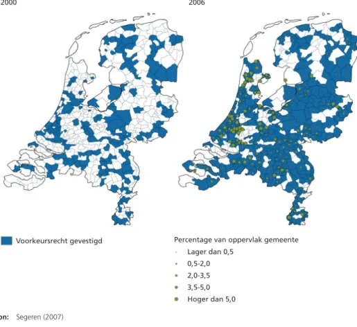 Figuur 1:   Vestiging gemeentelijk voorkeursrecht in 2000 en 2006