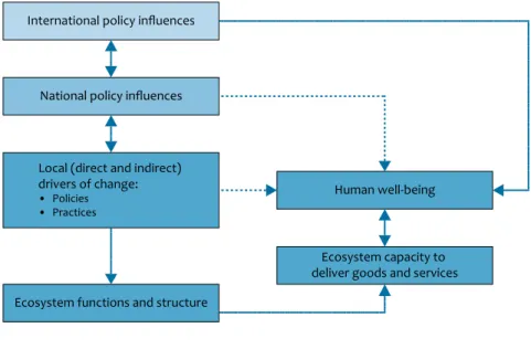 Figure 1.2 Inﬂuences of international policies on local Ecosystem Goods and Services and human well-being