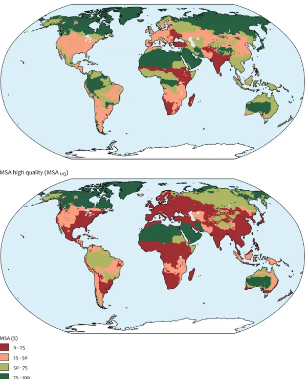 Figure 4.1 Biomes per region 'at risk' in Baseline 2050