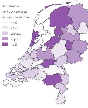 Figuur 1. De jaarlijkse doorstroomkans per Corop-regio   in 2005. Bron: WoON2006