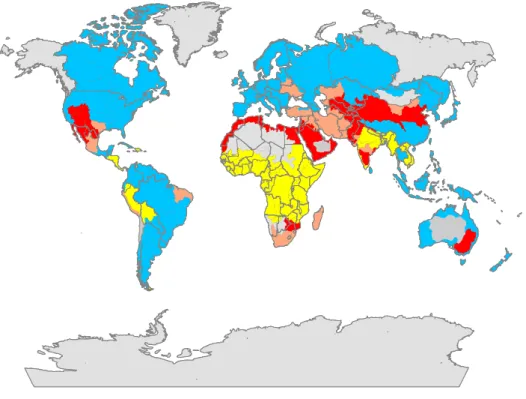 Figure 4.4  Area of physical and economic water scarcity. Source: Molden, 2007b. 