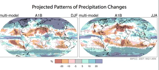 Figure 4.6  Relative changes in precipitation (in percent) for the period 2090–2099, relative to 1980–1999