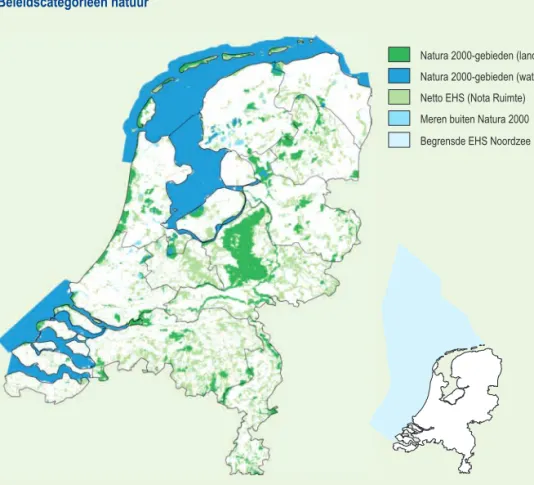 Figuur 2.6  De ligging van de EHS en de Natura 2000-gebieden.  Bron: MNP (2006a).