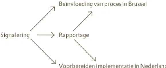 Figuur 1. Mogelijke aanpakken en doelen van een ruimtelijke­effectanalyse Beïnvloeding van proces in Brussel