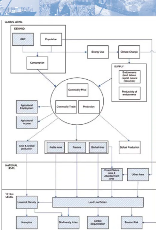 Figure	8.		Flow	diagram	of	the	most	crucial	 indicators	in	the	Eururalis	modeling	chain.