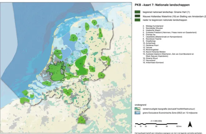Figuur 1.1 - Nationale Landschappen in de Nota Ruimte   Bron: Min. VROM et al. (2006) 