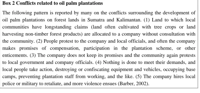 Table 5 Oil palm conflicts by province 1990-2006. 