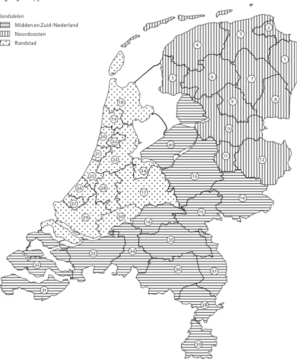 Figuur 3. Coropgebieden en landsdelen