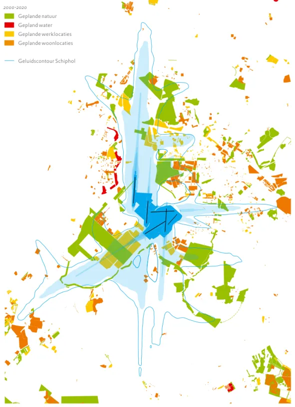 Figuur 5. Voorziene verstedelijking woon-, werklocaties, groenvoorzieningen en water. Bron: Nieuwe Kaart van Nederland