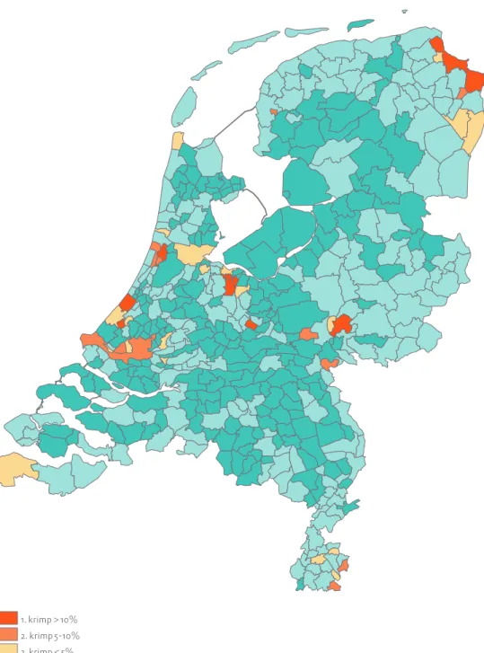 Figuur 10. Bevolkingsontwikkeling in Nederland, 995-2005, naar gemeente. Bron: cbs