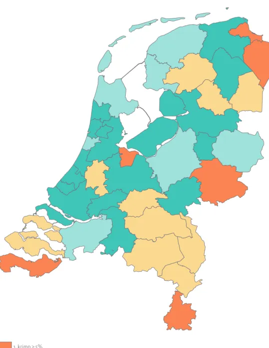 Figuur 18. Prognose bevolkingsontwikkeling in Nederland, 2005-2025, naar gemeente.  