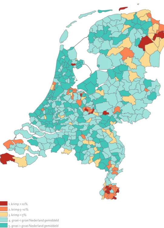 Figuur 20. Prognose ontwikkeling van het aantal huishoudens in Nederland, 2005-2025,   naar gemeente