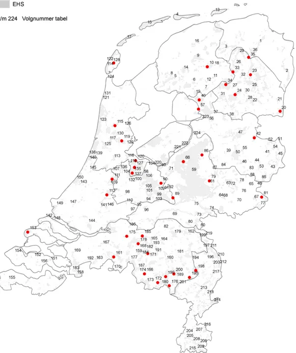 Figuur 4 Selectie van verdroogde gebieden, die op alle aspecten ‘Zeer groot’ scoren.  